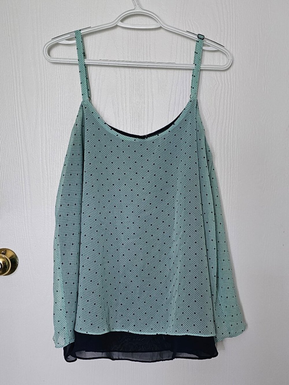 Torrid aqua with navy stars layered open back Georgette sleeveless cami